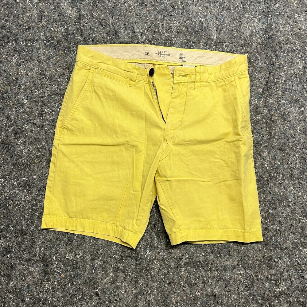 HM LOGG Mens Yellow Chino Shorts Size 30 Regular Fit Cotton Summer‎ Casual